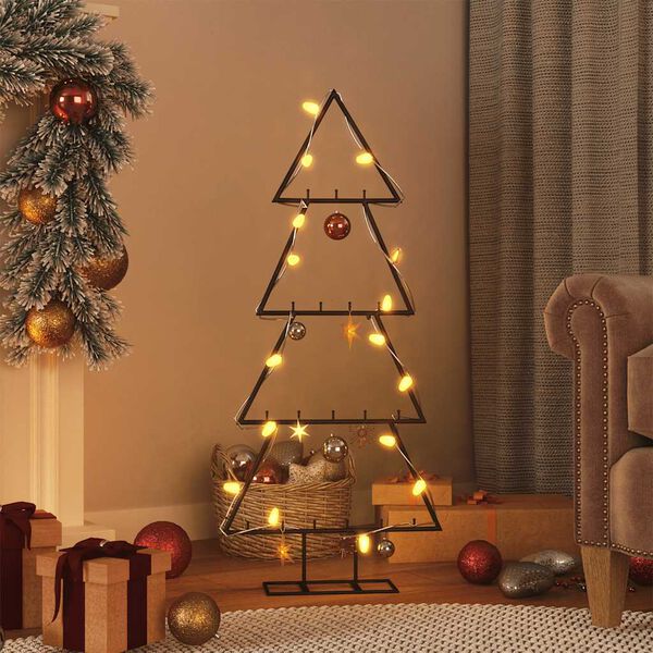vidaXL Albero di Natale Decorativo in Metallo Nero 125 cm
