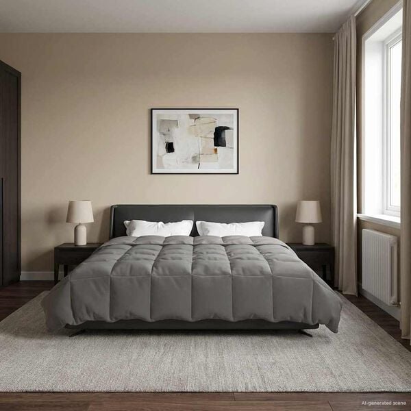 vidaXL Piumone Completo Annuale Grigio chiaro 200 x 220 cm Microfibra