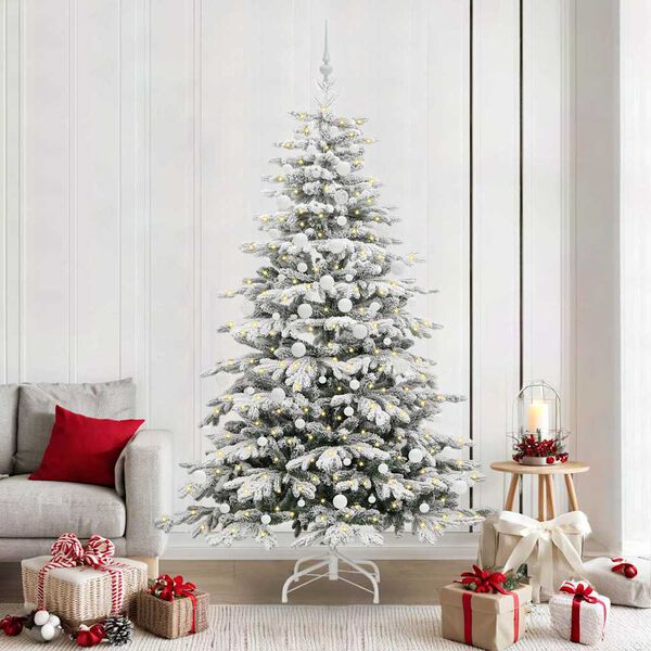 vidaXL Albero di Natale Artificiale con Rami Pieghevoli Bianco 210 cm