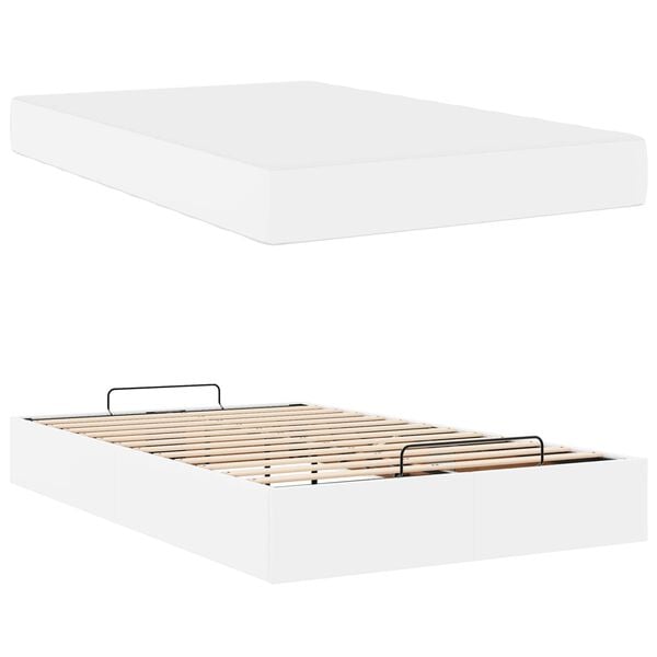 vidaXL Struttura letto con materasso Bianco Puro 120 x 190 cm