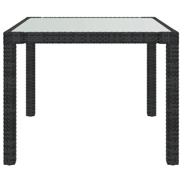 vidaXL Tavolo Giardino 90x90x75 cm Vetro Temperato e Polyrattan Nero