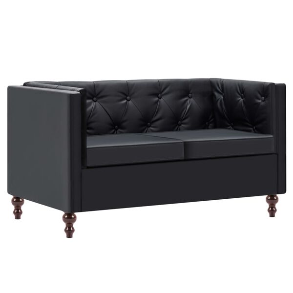 vidaXL Divano Chesterfield a 2 Posti Rivestito in Similpelle Nero