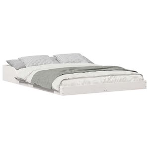 vidaXL Struttura del letto Bianco 135 x 190 cm Pino massello