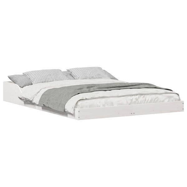 vidaXL Struttura del letto Bianco 135 x 190 cm Pino massello