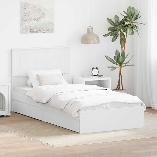 vidaXL Letto con Contenitore Bianco 90 x 200 cm Legno multistrato