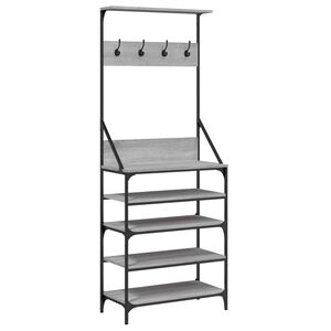 vidaXL Appendiabiti con Porta Scarpe Grigio Sonoma 70x34x184 cm