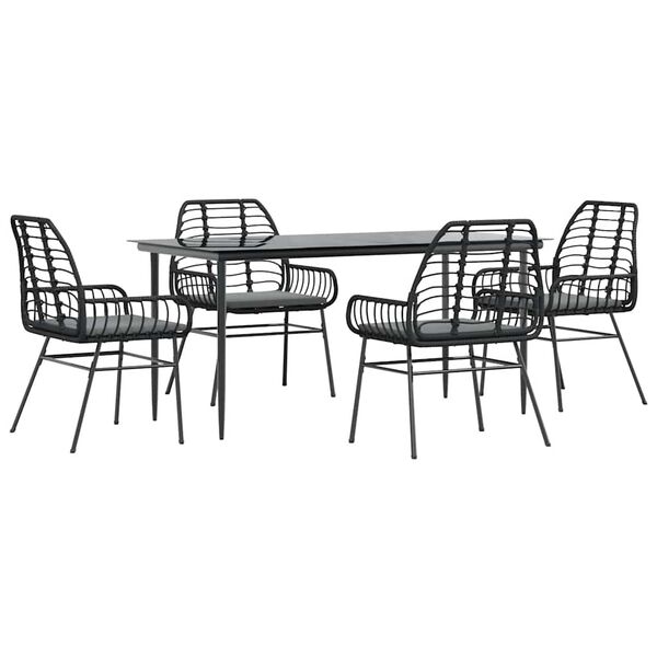 vidaXL Set da Pranzo da Giardino con Cuscini 5 pz Polyrattan Vetro