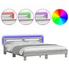 vidaXL Giroletto con Testiera e LED Grigio Sonoma 200x200 cm