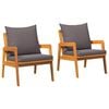 vidaXL Sedia da Giardino 2 Pezzo Olio Naturale 65 x 59,5 x 72 cm