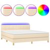 vidaXL Letto a Molle con Materasso e LED Crema 180x200 cm in Tessuto
