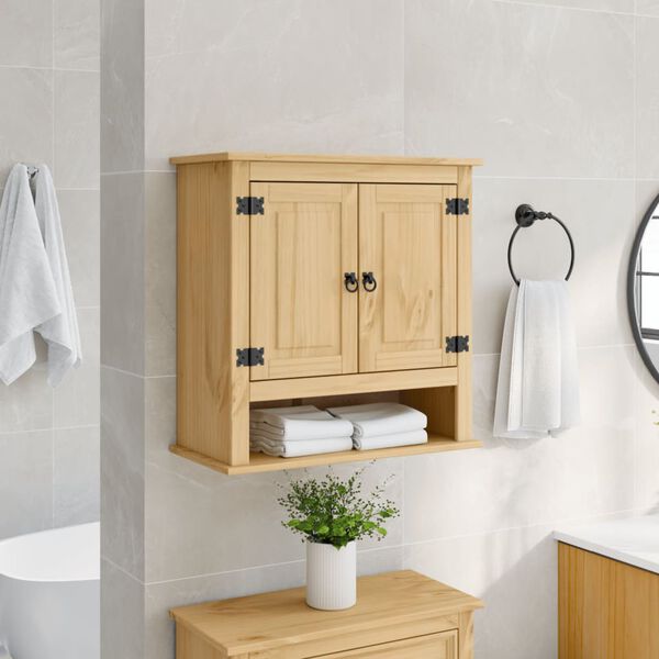 vidaXL Mobile Bagno a Parete Corona 70x33x71,5cm Legno Massello Pino