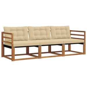 vidaXL Set di divani da esterno con cuscino 3 pcs Naturale e Beige