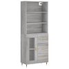 vidaXL Credenza Grigio Sonoma 69,5x34x180 cm in Legno Multistrato