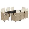 vidaXL Set da Pranzo da Giardino 9 pz con Cuscini Beige in Polyrattan