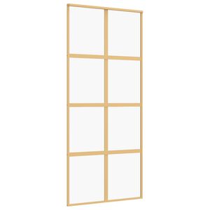 vidaXL Porta Scorrevole Dorata 90x205 Vetro Trasparente ESG Alluminio