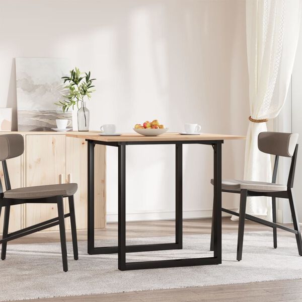 vidaXL Tavolo da Pranzo Telaio a O 80x80x75 cm Legno Pino e Acciaio
