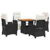 vidaXL Set da Pranzo da Giardino 5 pz Nero con Cuscini in Polyrattan
