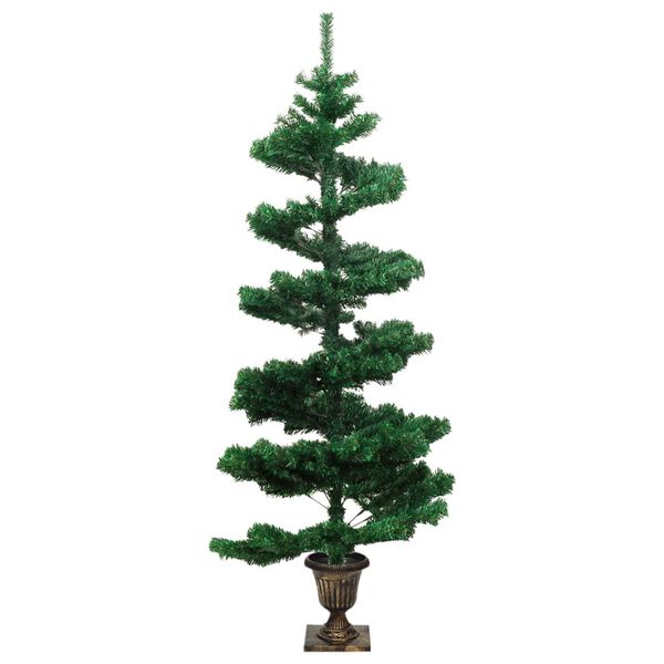 vidaXL Albero di Natale Preilluminato con Vaso Verde 120 cm in PVC