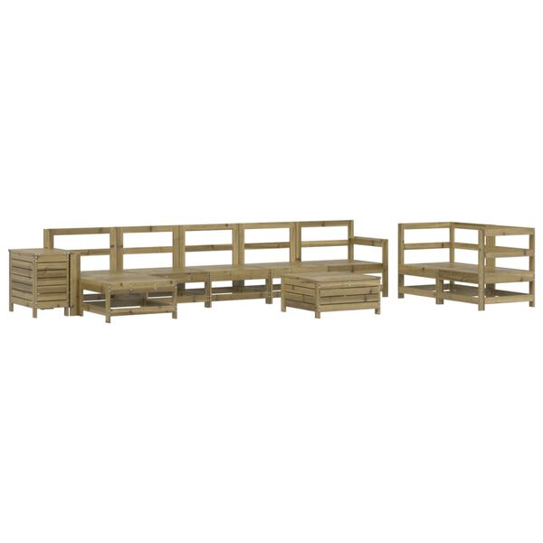 vidaXL Set Divani da Giardino 10 pz in Legno Impregnato di Pino