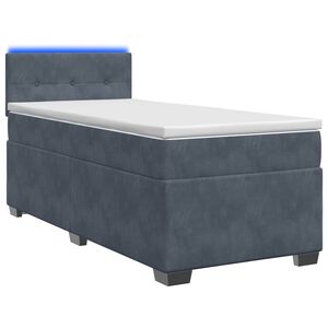 vidaXL Letto con Box Spring, Materasso e LED Grigio Scuro Singolo