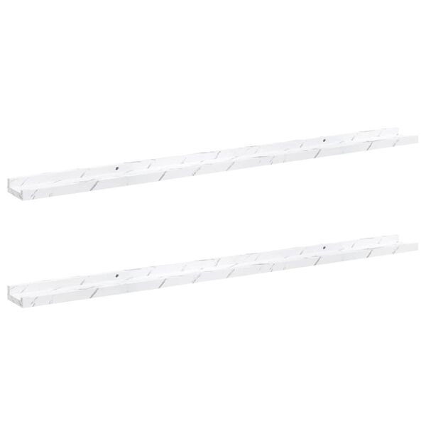 vidaXL Scaffale da parete 2 pcs Marmo Bianco 115 x 9 x 3 cm