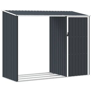 vidaXL Capanno per Legna Antracite 245x98x159 cm in Acciaio Zincato
