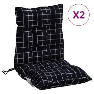 vidaXL Cuscini Sedia Schienale Basso 2 pz Quadri Nero Tessuto Oxford