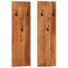 vidaXL Appendiabiti a Parete 2 pz 36x3x110cm Legno Massello di Acacia