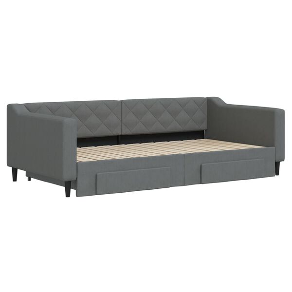 vidaXL Divano Letto Estraibile Cassetti Grigio Scuro 100x200cm Tessuto