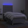 vidaXL Letto a Molle Materasso e LED Grigio Chiaro 90x200 cm Tessuto