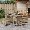 vidaXL Set Pranzo da Giardino 9 pz con Cuscini Beige Misto Polyrattan