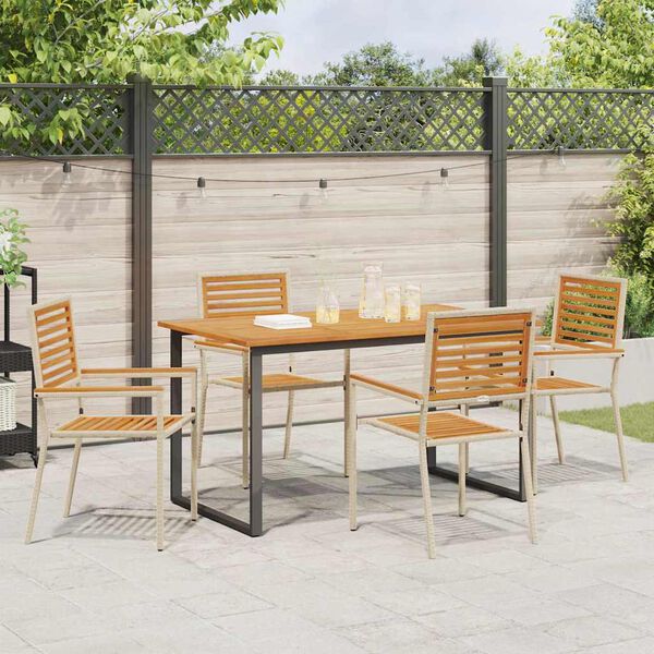 vidaXL Set da Pranzo per Giardino 5 pcs Beige Legno di Acacia Massello