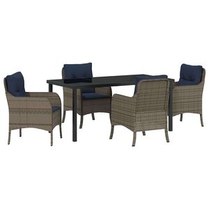 vidaXL Set da Pranzo per Giardino con cuscino 5 pcs Grigio polyrattan