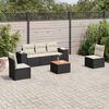 vidaXL Set Divano da Giardino 6 pz con Cuscini Nero in Polyrattan