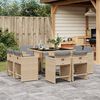 vidaXL Set Pranzo da Giardino 9 pz con Cuscini Beige Misto Polyrattan
