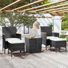 vidaXL Set da Bistrot per Giardino 5pz Polyrattan Vetro Temperato Nero