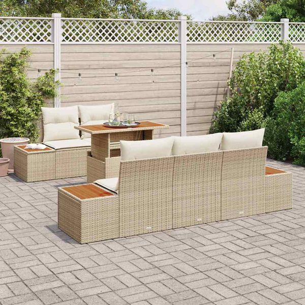 vidaXL Set Divano da Giardino 6 pcs Beige Poly Rattan