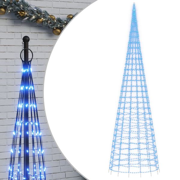 vidaXL Albero di Natale a LED su Pennone 3000 LED Blu 800 cm