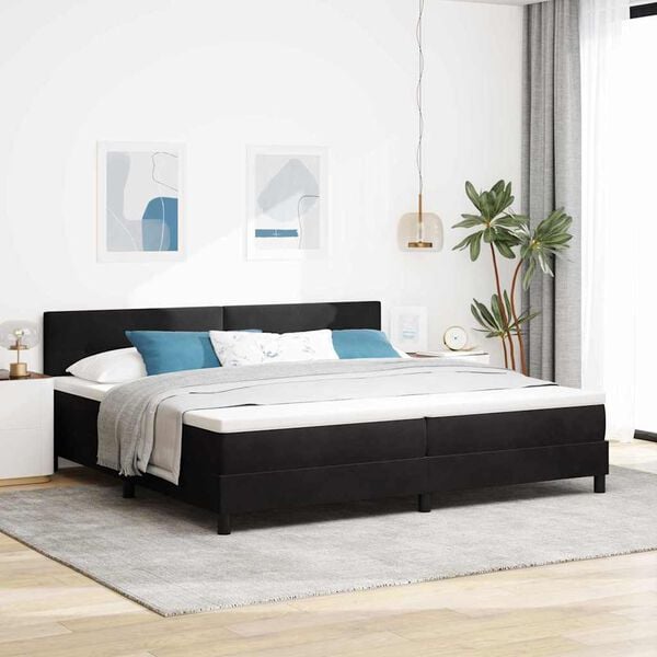 vidaXL Letto a Sorgente LED con materasso Nero 200 x 200 cm Velluto