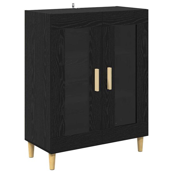 vidaXL Credenza Rovere Nero 69,5 x 34 x 90 cm Legno multistrato