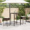 vidaXL Set Bar da Giardino 3 pz con Cuscini in Polyrattan Marrone