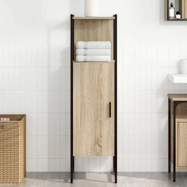 vidaXL Mobile da Bagno Beige 33 x 33 x 120,5 cm Legno multistrato