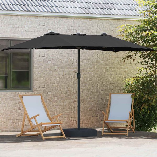 vidaXL Ombrello da giardino Nero 385 x 209 x 244 cm Poliestere