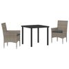 vidaXL Set da Pranzo per Giardino con cuscino 3 pcs Grigio polyrattan