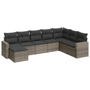 vidaXL Set Divano da Giardino 8 pz con Cuscini Grigio in Polyrattan