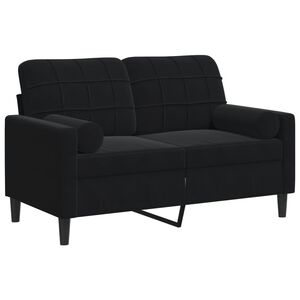 vidaXL Divano a 2 Posti con Cuscini Nero 120 cm in Velluto