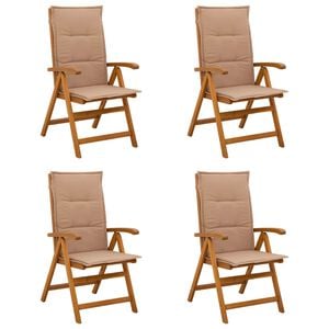vidaXL Sedie da giardino reclinabili 4 pz Naturale