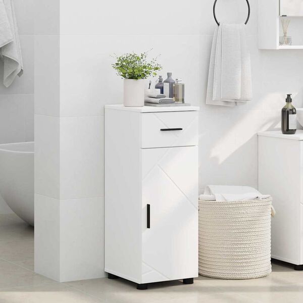 vidaXL Mobile da Bagno con cassetto con porta Bianco 30 x 35 x 80 cm
