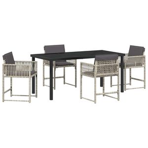 vidaXL Set da Pranzo per Giardino 5 pcs Grigio chiaro polyrattan