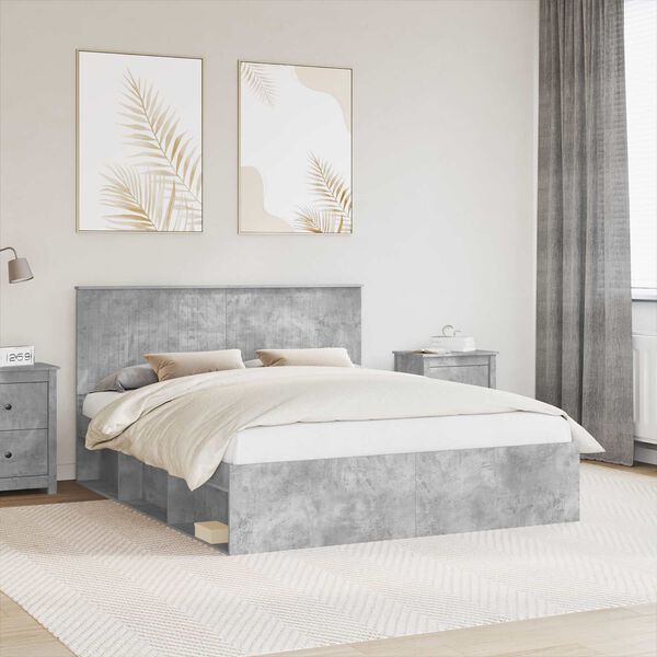 vidaXL Struttura del letto Calcestruzzo 160 x 200 cm Pino massello